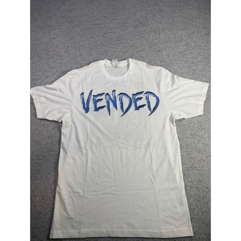 Vended Band Graphic T-Shirt Azure White Blue Barbed Wire Logo Mens Medium - Picture 2 of 7